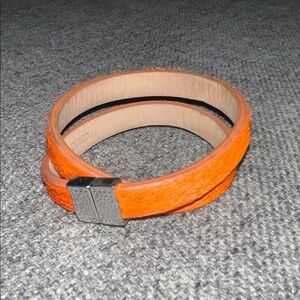 Rustic Cuff Double Wrap Bracelet - Orange Calfskin